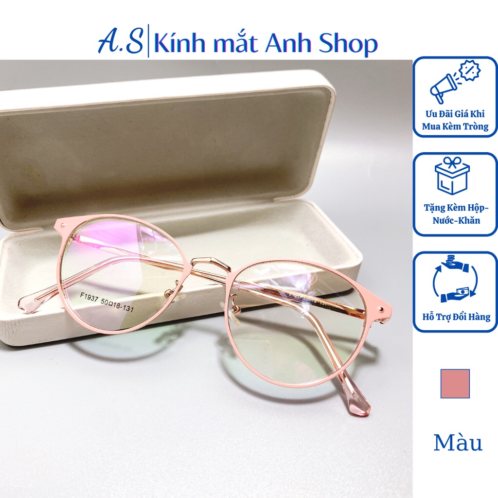 Gọng kính tròn thời trang nữ giới kiểu dáng tròn dễ thương chất liệu kim loại 1937