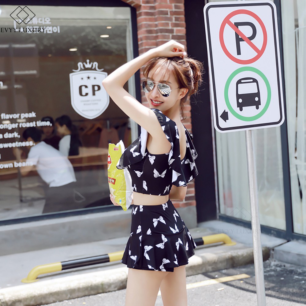 (CÓ SẴN) Đồ bơi 2 Mảnh, Bikini Đi Biển Họa Tiết Nơ Dễ Thương | BigBuy360 - bigbuy360.vn