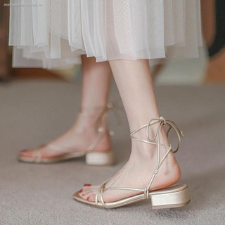 Giày sandal đế bằng cột dây phong cách hàn quốc 2021 thời trang cho nữ