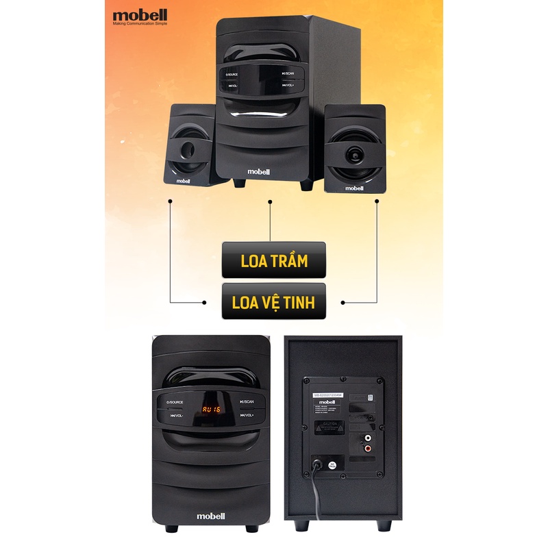Loa Máy Tính 2.1 Để Bàn Bluetooth USB Thể Nhớ SD FM Romote Loa mobell MB-6200 Bỏa Hành 12 Tháng