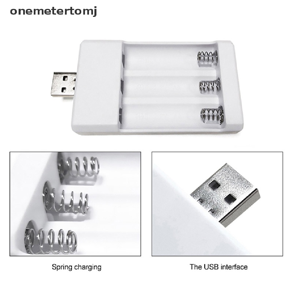 【onemetertomj】 3 Slots AAA/AA Charger USB Fast Charging Adapter Rechargeable Plug Case .