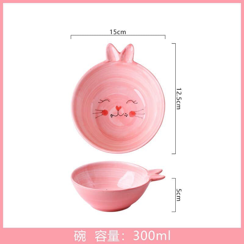 Set Bát Đĩa 🌸THỎ HỒNG🌸 Bát đĩa ăn cơm ăn mì, decor bàn ăn dễ thương