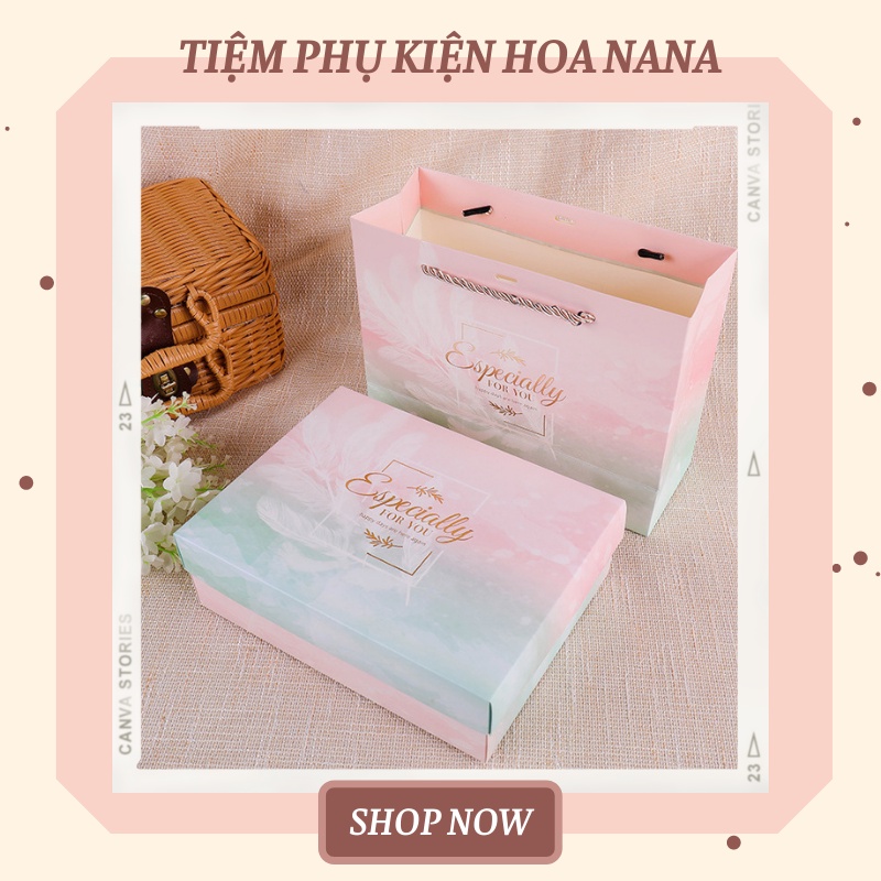 Combo Hộp & Túi Đựng Quà "BỘ LÔNG VŨ", Sang Trọng - Ý Nghĩa, Quà 14/2 - 8/3 - 20/10 - Kỷ niệm