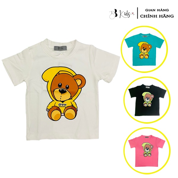 Áo Thun Ngắn Tay Cho Bé BB Kids In Gấu Mặc Áo khoác Chất Liệu Cotton 100% Co Giãn 4 Chiều