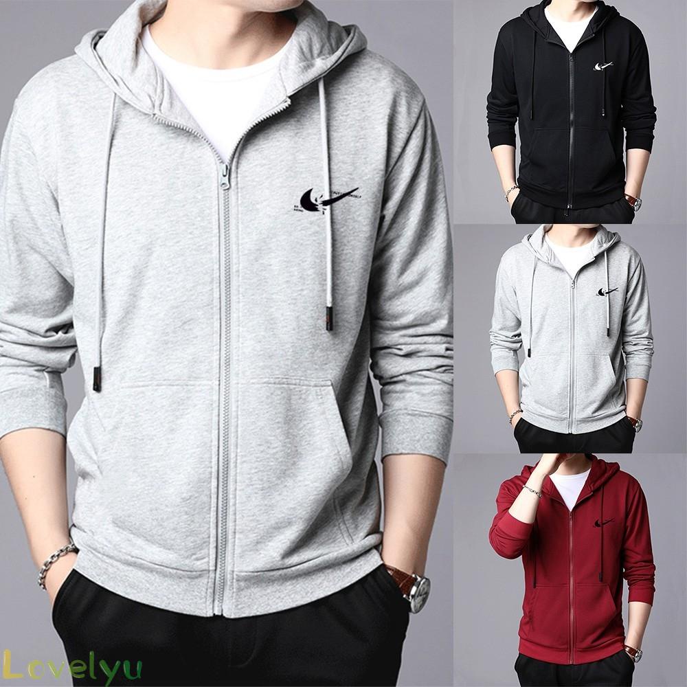 【LOVELYU】Jacket Long Sleeve Loose Style Men Outwear Regular Simplicity Solid Color【Good Quality】