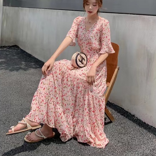 Phụ Nữ Phong Cách Hàn Quốc Mùa Hè Mới Váy Hoa Thời Trang
