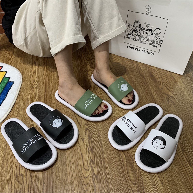 JY082  - Dép lê quai ngang look at the beautiful girl