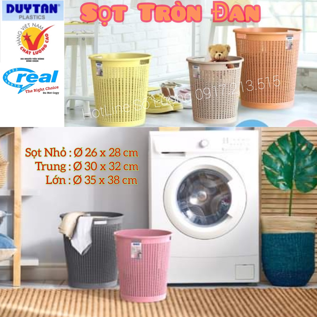 COMBO 3 Sọt nhựa tròn đan Duy Tân Nhỏ/Trung/Lớn phong cách hàn quốc dùng làm sọt rác, sọt đựng đồ