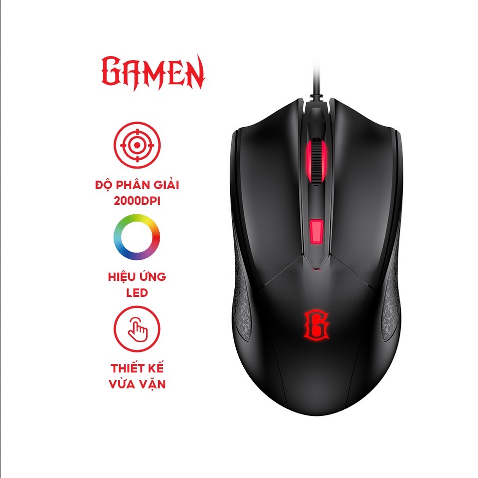 Chuột máy tính Gamen GM100 chuột gaming đèn Led RGB 2000 dpi di chuột chuẩn xác chuyên game