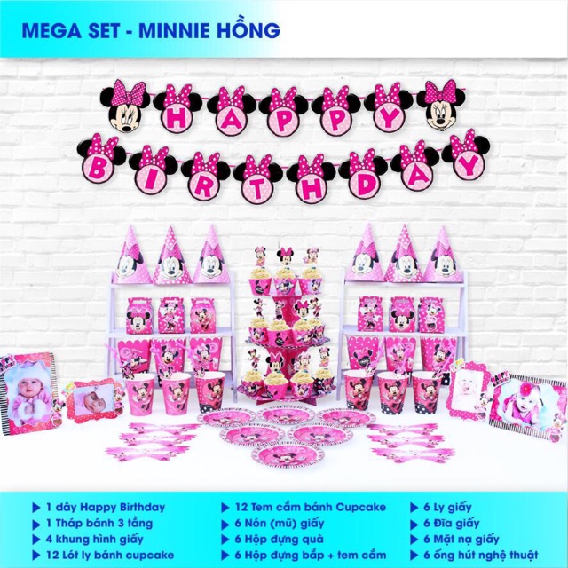 Sét mega sinh nhật Minnie hồng