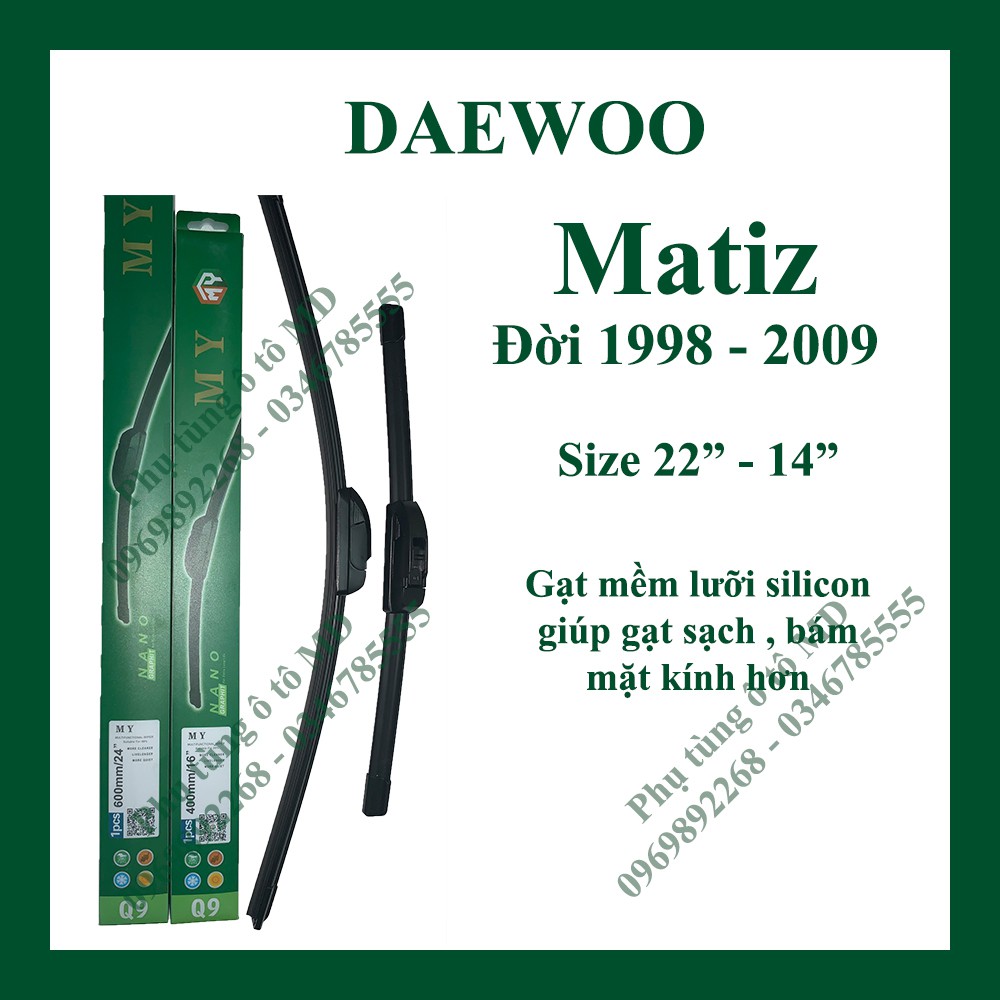 Bộ gạt mưa Daewoo Matiz các đời và các dòng xe khác của Daewoo: Gentra, Lacetti, Lanos