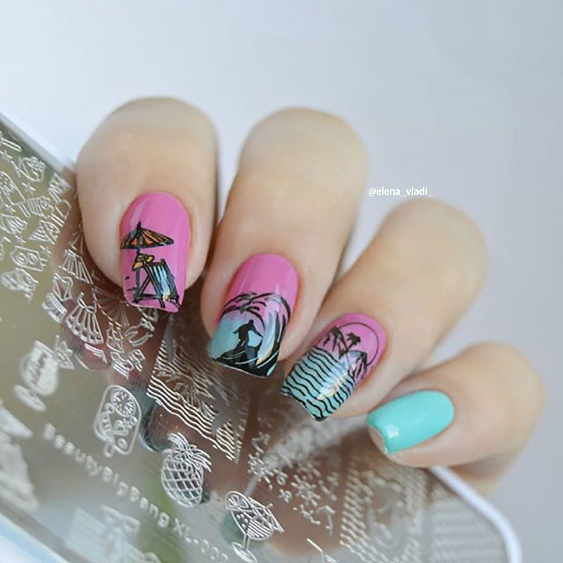 [Hàng mới về] Khuôn đóng dấu trang trí móng tay nghệ thuật BeautyBigBang hình chữ nhật kích thước 6x12cm