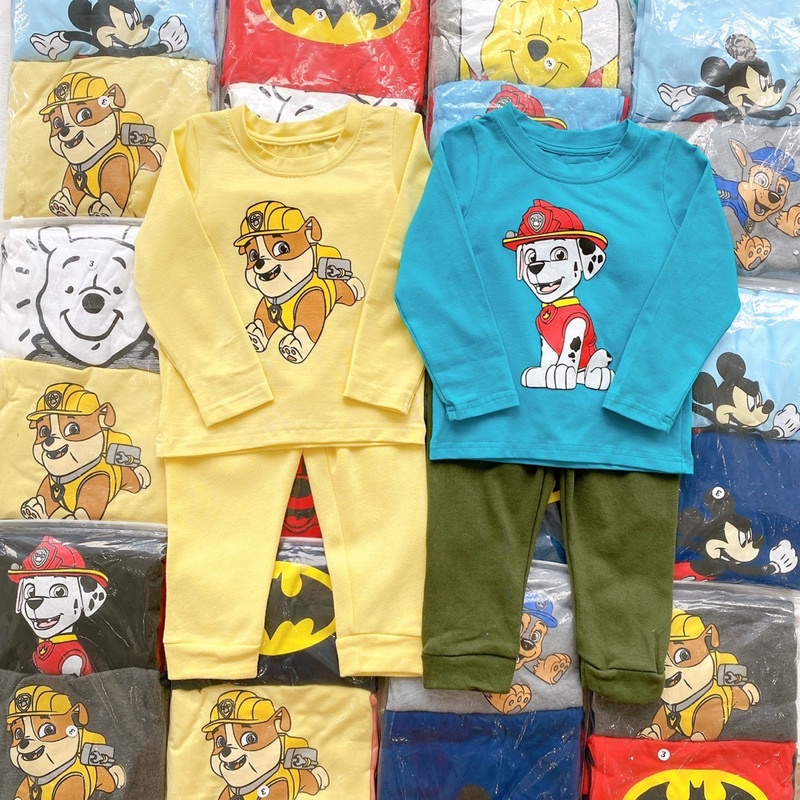 Set 2 bộ ngẫu nhiên áo cotton quần nỉ cho bé trai cực đẹp size từ 10-24 cân