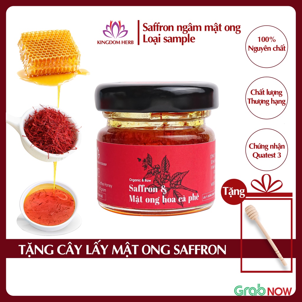 Saffron ngâm mật ong Kingdom thượng hạng, mật ong nghệ tây nguyên chất hộp 40g - Q1