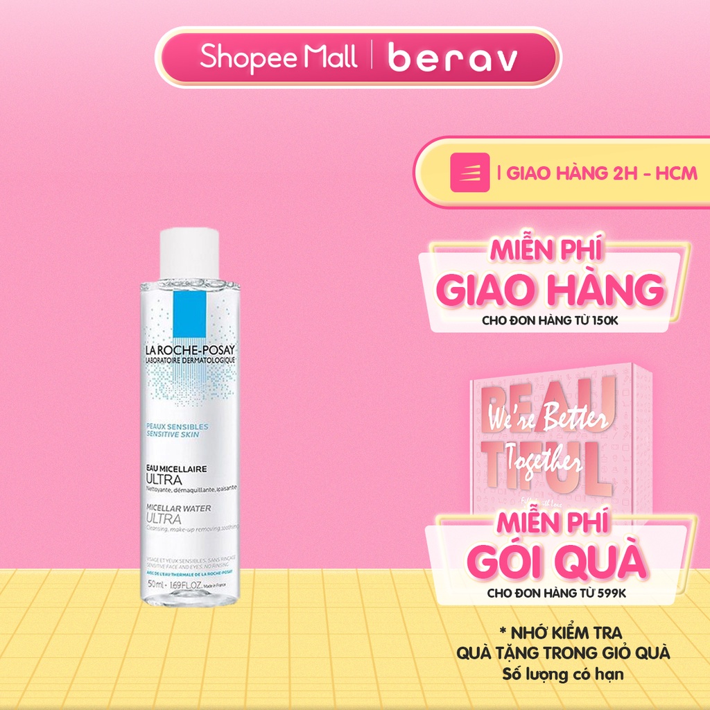 [50ml] Nước làm sạch sâu và tẩy trang La Roche-Posay Micellar Water Ultra Sensitive Skin cho da nhạy cảm 50ml