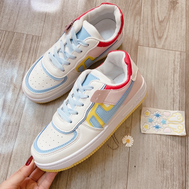 Giày thể thao nữ/sneaker Cao cấp nhiều màu sắc PUNSHOES  đế bánh mì 3cm da mềm thoáng hơi (FREESHIP-ẢNH TỰ CHỤP)