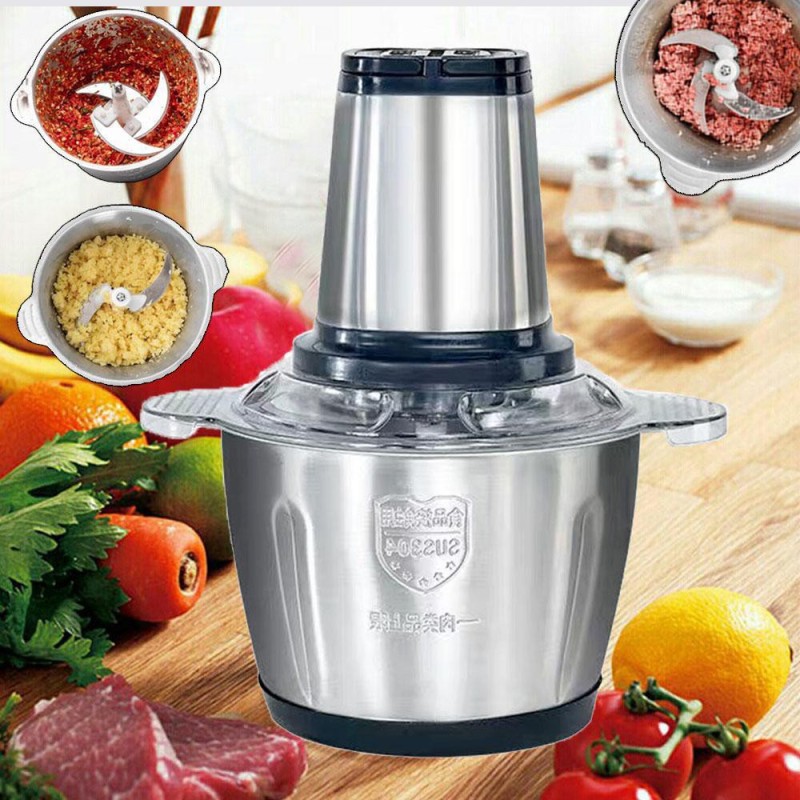 Máy Xay Thịt Inox, Cối Xay Thịt, Xay Thực Phẩm 2L Công Suất 250W Siêu Bén, Siêu Tiện Dụng