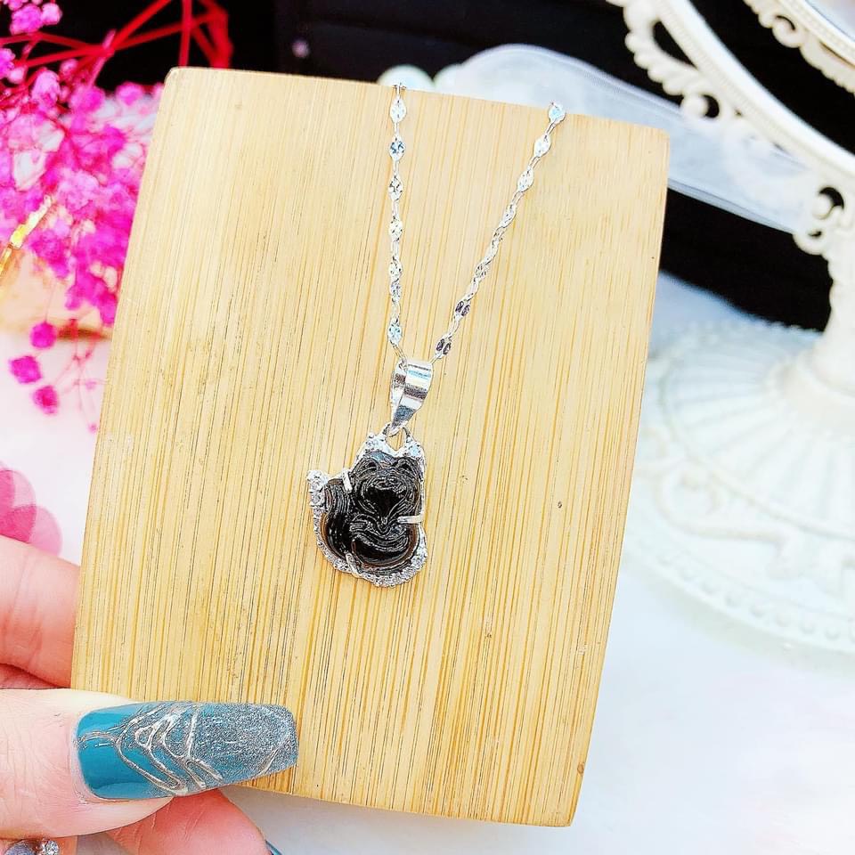 Dây chuyền nữ bạc thật mặt hồ ly đính đá đủ màu may mắn tình duyên - Kho sỉ bạc Nhất Linh