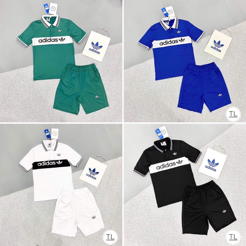 Bộ cộc Das lá phối ngang - Bộ thể thao đôi - Đồ bộ hè nam - Bee Shop