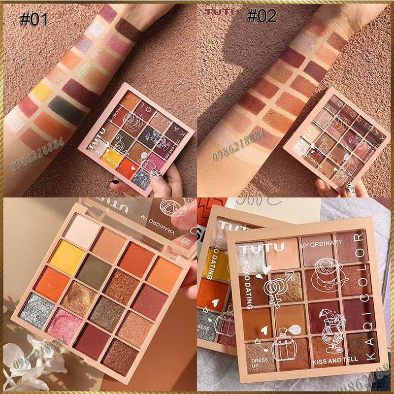 Bảng phấn mắt 16 màu nhũ và lì chống thấm nước thương hiệu TUTU