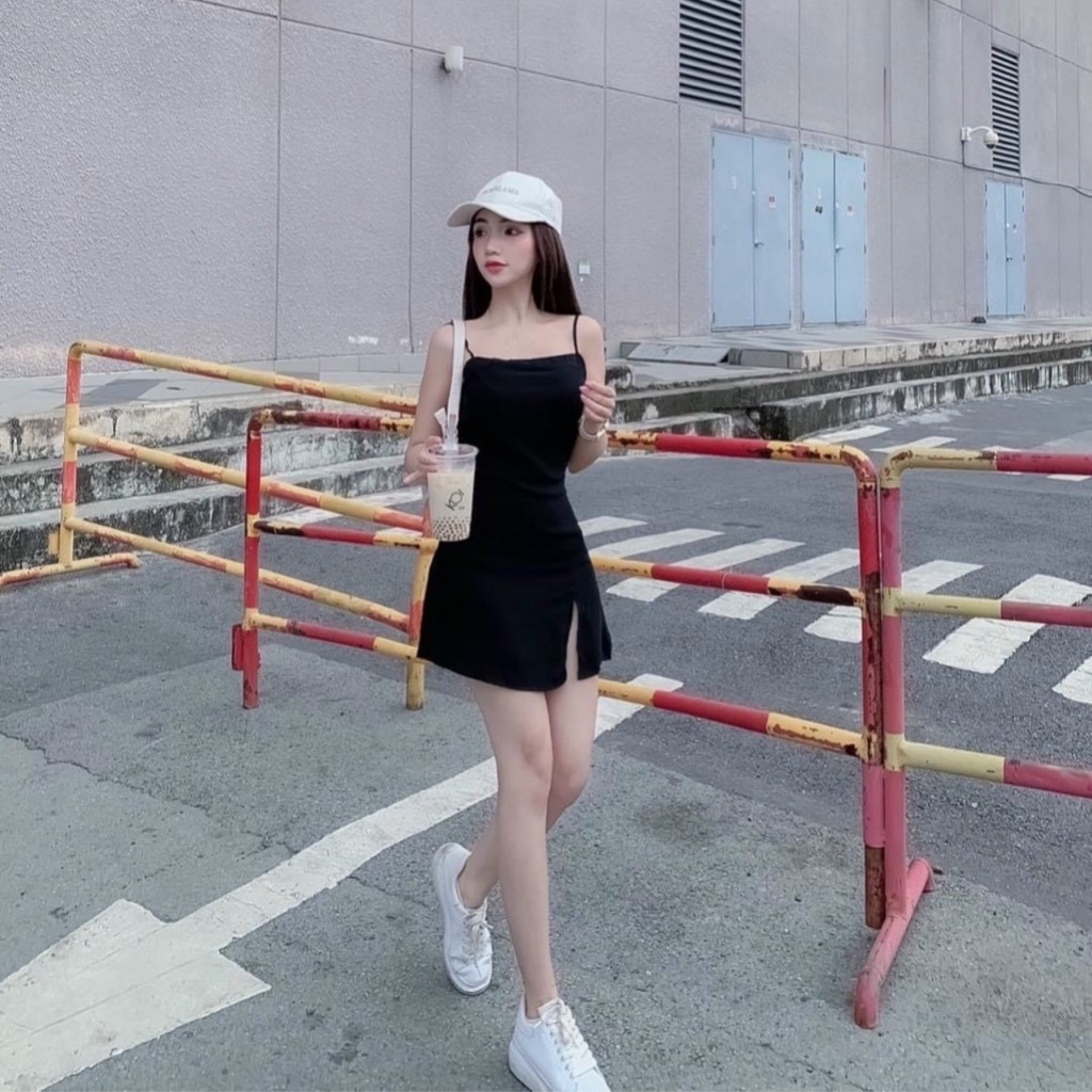 Đầm Body 2 Dây Basic TIBU, Váy dự tiệc Chất Thun tôn dáng, dày mịn cực sexy có mút ngực