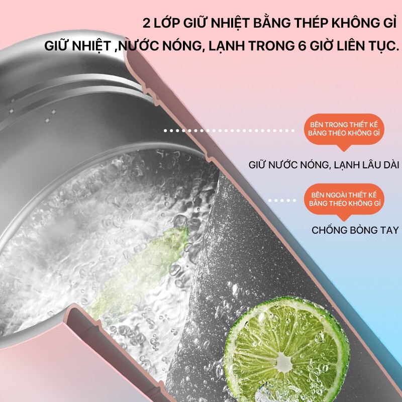 Máy xay sinh tố cầm tay kiêm cốc giữ nhiệt inox Deerma Nu90 động cơ mạnh mẽ giữ nhiệt 1500mAh 300ml