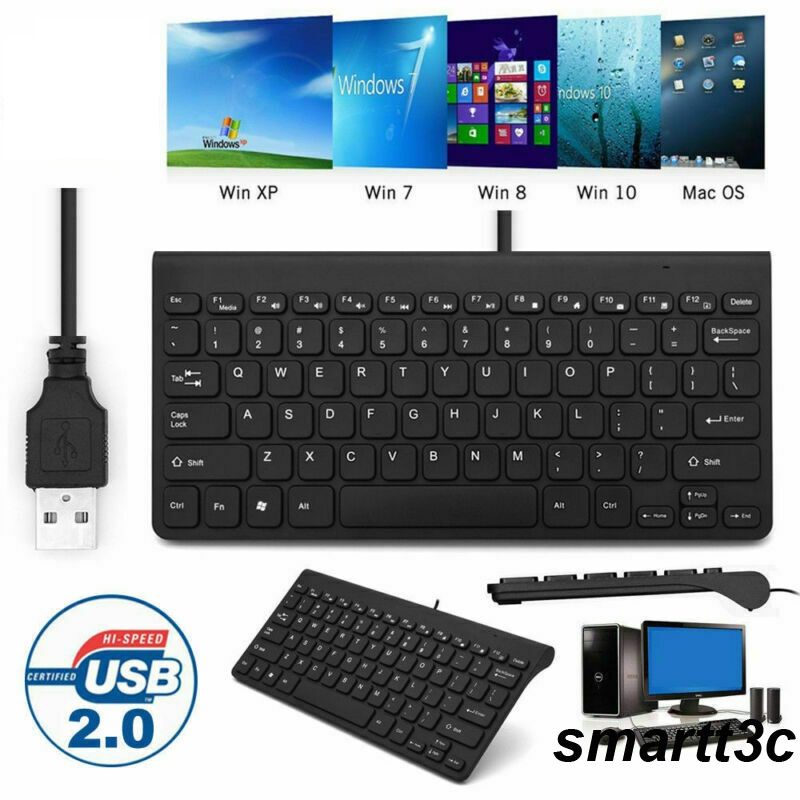 USB 2.0 Ultra Slim Mini Wired Keyboard For Desktop PC Laptop 78 Keys New