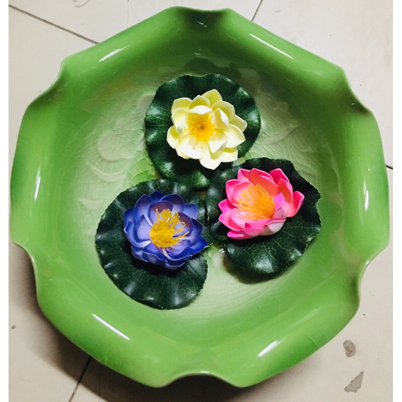 Bát Sen Thả Hoa Cỡ Lớn 30, 35cm Bát Tụ Lộc đồ thờ cúng gốm sứ đề ban thần tài hút tài lộc chiêu tài