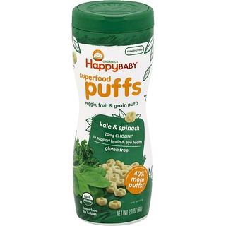 Bánh happy baby puffs vị cải kale + spinach cho bé ăn dặm