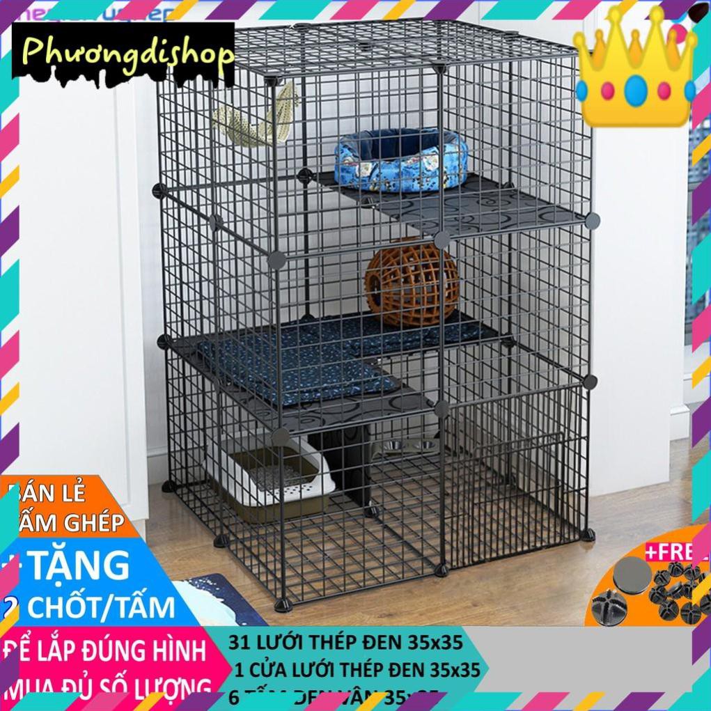 Quây chuồng chó (bán lẻ theo tấm) bằng tấm nhựa ghép, tấm lưới sắt, thép 35x35, mỗi tấm tặng kèm 2 chốt [BÁN BUÔN ]