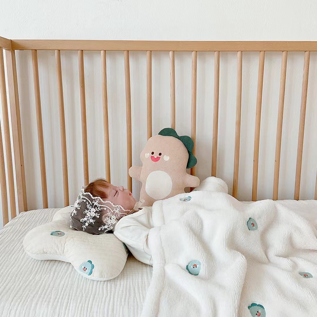 Gối Ngủ 100 Cotton Thêu Họa Tiết Xinh Xắn Theo Phong Cách Hàn Quốc Dành Cho Bé