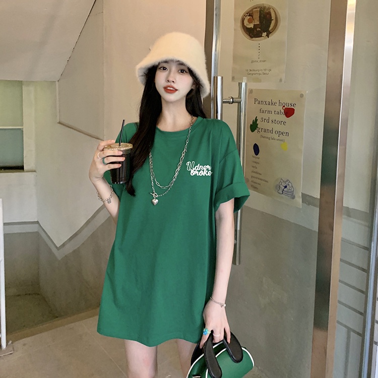 Áo Thun Nữ Ngắn Tay Cổ Tròn In Chữ Thời Trang