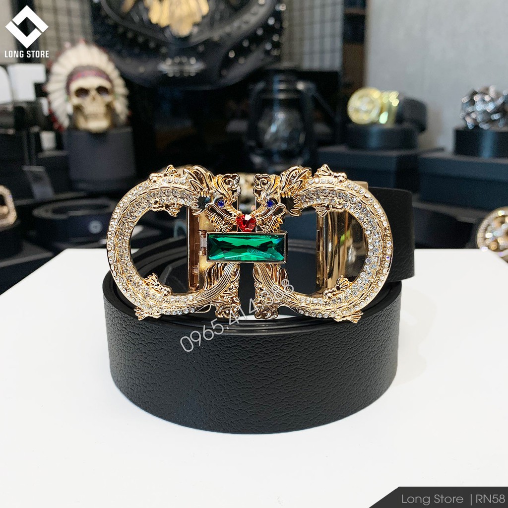 Thắt lưng da nam đính đá cao cấp da thật 100% bảo hành 3 năm về da LONGSTORE