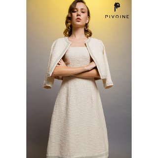 Áo khoác lửng tweed be Thương hiệu Pivoine