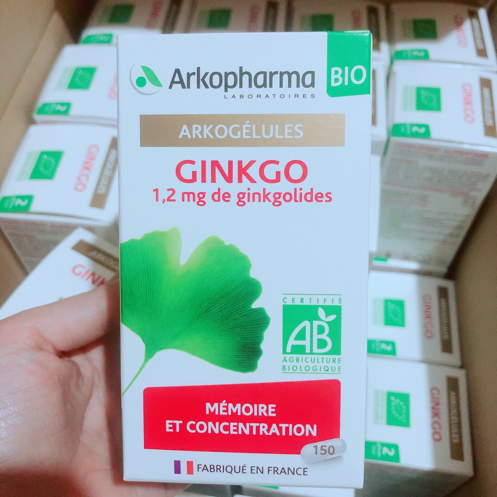 Viên uống bổ não, tăng cường trí nhớ Pháp Arkopharma Arkogélules BIO Ginkgo 150v