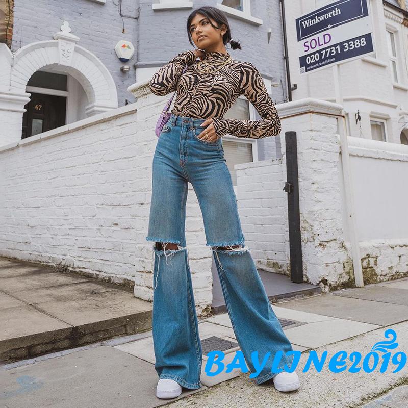 Quần Jeans Dài Ống Loe Thời Trang Dành Cho Nữ