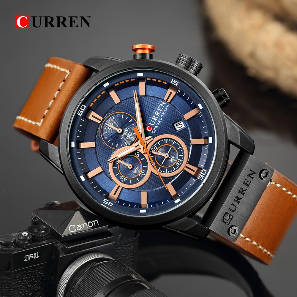 Đồng Hồ Quartz Nhãn Hiệu CURREN Với Dây Đeo Da