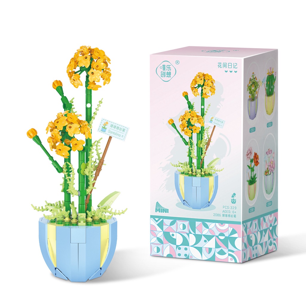Khối lắp ráp xếp hình LEQIAZHIXING kiểu chậu hoa sen xương rồng