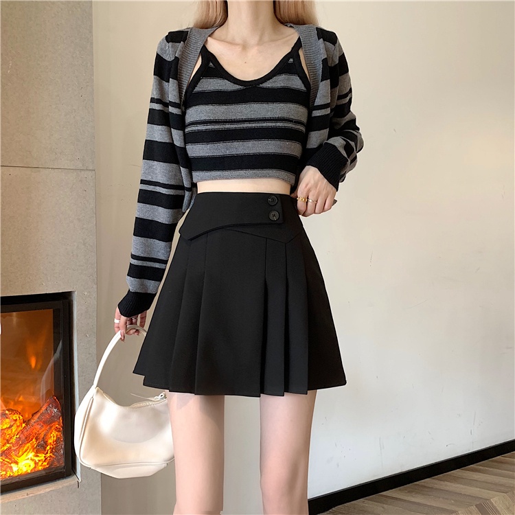 Chân váy xếp li lưng cao thiết kế đơn giản thời trang