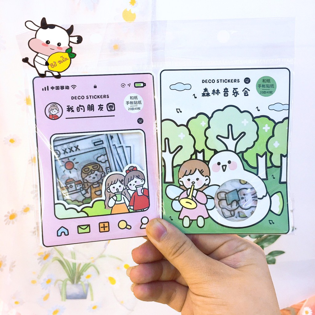 Sticker Cute Anime Dễ Thương 40 Miếng Stickers Dán Trang Trí Góc Học Tập Sổ Tay Mũ Bảo Hiểm Shop Có Washi Tape Chiết