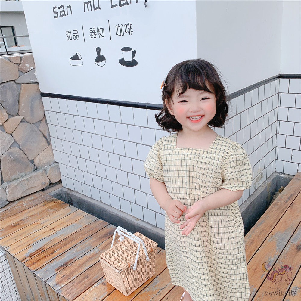 Đầm Công Chúa Tay Ngắn Phong Cách Hàn Quốc Xinh Xắn Cho Bé Gái