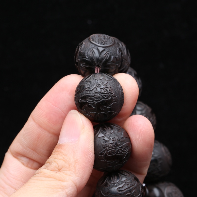 Ebony Vòng Tay Nam Phong Cách Khắc May Mắn Pixiu Giàu Có Vòng Tay May Mắn Vòng Tay Vòng Tay Mân Côi Hạt Wenwan