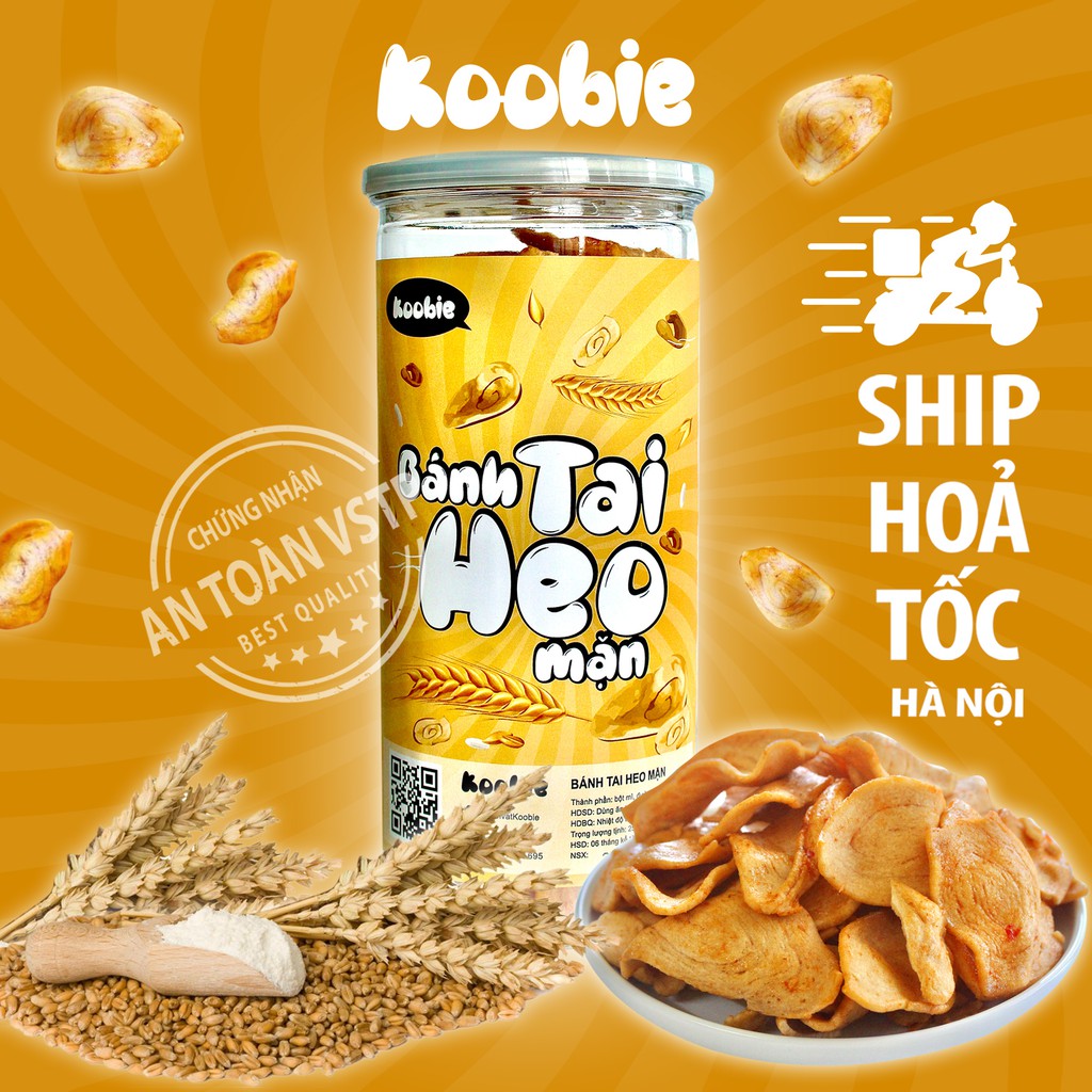 Bánh tai heo mặn Koobie 250g, đồ ăn vặt ngon an toàn vệ sinh, giao hàng siêu tốc