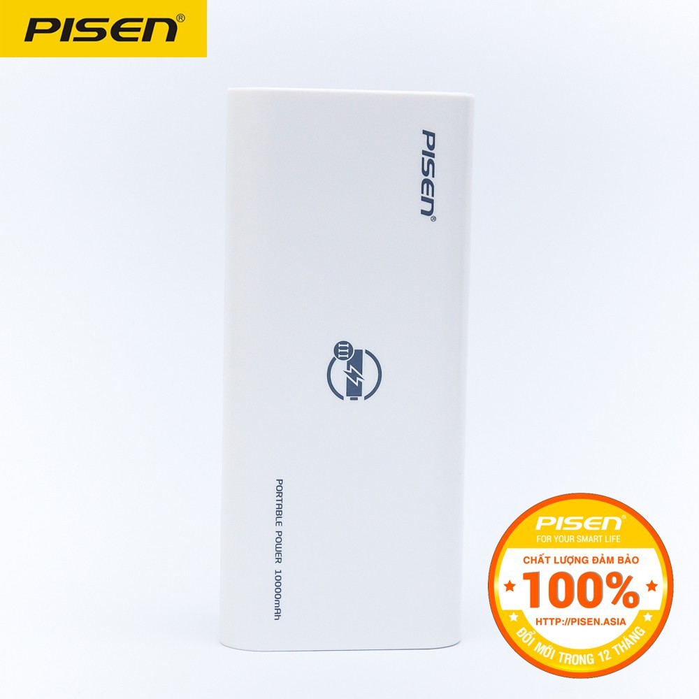 Sạc dự phòng Pisen Led Portable Power 10.000mAh Piano Màu xám đậm - Hàng Chính Hãng