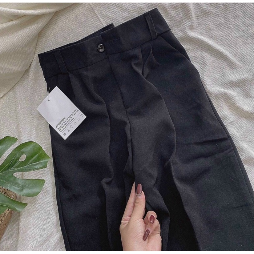Quần tây baggy nữ Ladya lưng cao 1 khuy có túi trước vải tuyết mưa học sinh đi học đi làm màu đen xanh M083