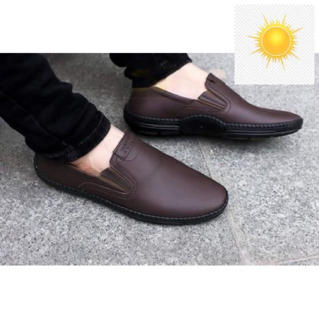 Giày Lười Nam Da Bò Đế Cao Su siêu nhệ êm chân đế khâu gia cường chỉ dù chắc chắn phom đẹp xả kho giá rẻ