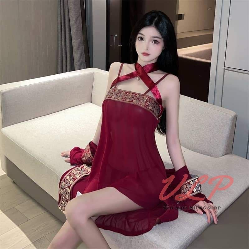 _DN83_bộ cosplay váy ngủ kèm choàng phong cách trung hoa sexy