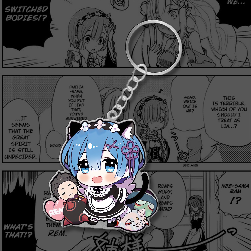 Móc khóa anime phim RE ZERO  hình nhân vật Rem phụ kiện tui xách trang trí sưu tầm làm quà tặng