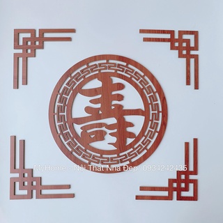 Bộ chữ Phúc, Lộc , Thọ tiếng Hán trang trí bàn thờ gỗ MDF Thái Lan chống ẩm màu Đỏ cánh gián