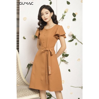 Đầm nữ thêu dây eo GUMAC MS12093_NAU